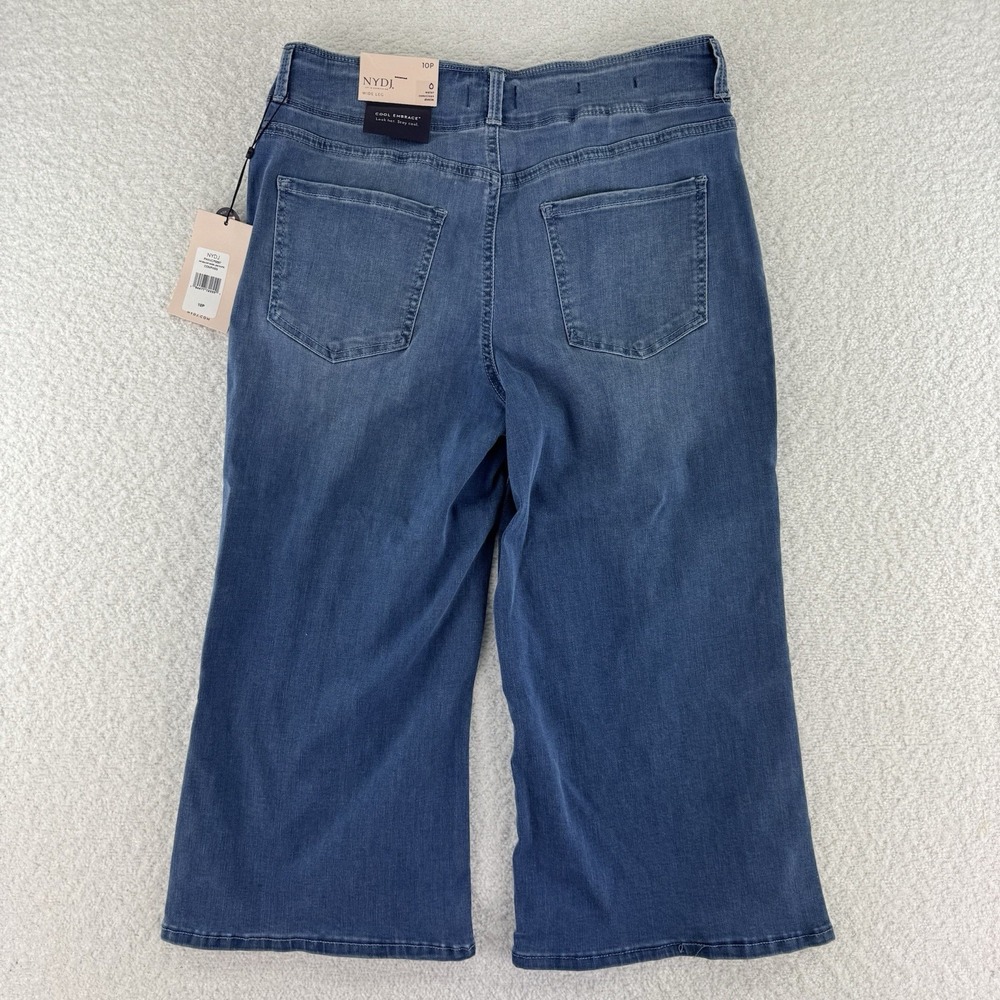 NYDJ Cool Embrace Wide Leg Denim Crop Jeans Size 10P Compass Blue - Picture 8 of 11